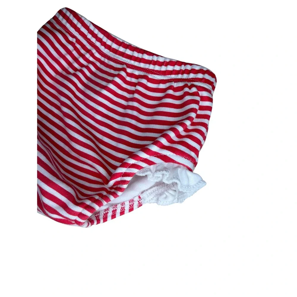 The Beaufort Bonnet Company Bloomers Baby 6-12M Red White Excellent Striped Pima